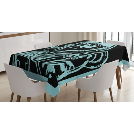 

Astronaut Tablecloth Female Astronaut Space Woman Science Fiction Theme Hand Made Drawing Space Galaxy Rectangular Table Cover for Dining Room Kitchen 52 X 70 Inches Teal Black by Ambesonne