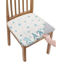Christmas Chair Seat Covers for Dining Room Stretch Chair Seat Covers Set of 4, Chair Seat Protector Cushion Slipcovers for Kitchen Restaurant Office Blue Gnomes Winter Snowflake