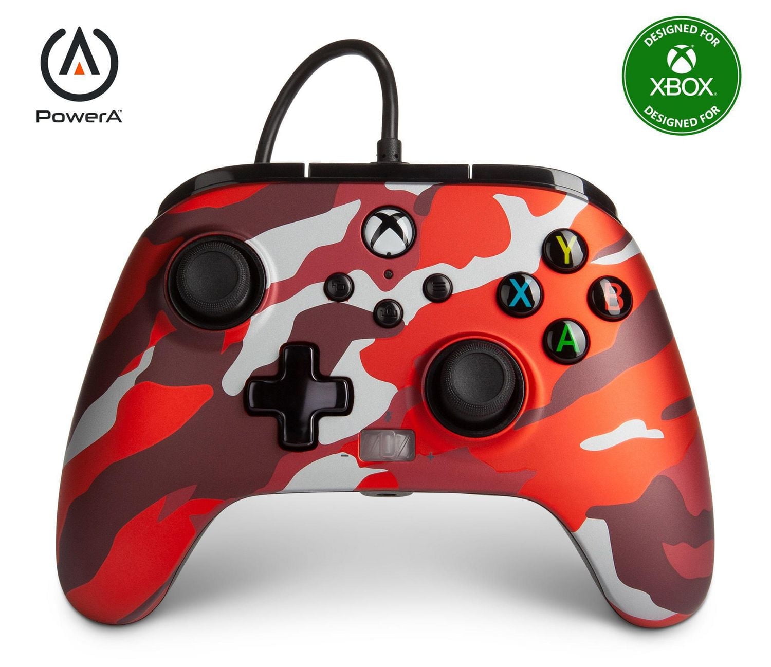 PowerA Enhanced Wired Controller for Xbox - Metallic Red Camo; gamepad, wired video game controller, gaming controller, Xbox Series X|S