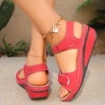 thumbnail image 5 of Sandals Wide Feet, Soft & Stylish Wedge Sandals for Effortless Leather Orthopedic Walking Platform Sandals Women Casual Dressy Wide Wedge Dress Strap Summer Sandals Arch Support, Red 7, 5 of 8