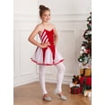 thumbnail image 5 of YIZYIF Kids Girls Christmas Mesh Ballet Tutu Dress Candy Cane Costume Spaghetti Straps Stripes Print Figure Skating Dress Red 10, 5 of 7