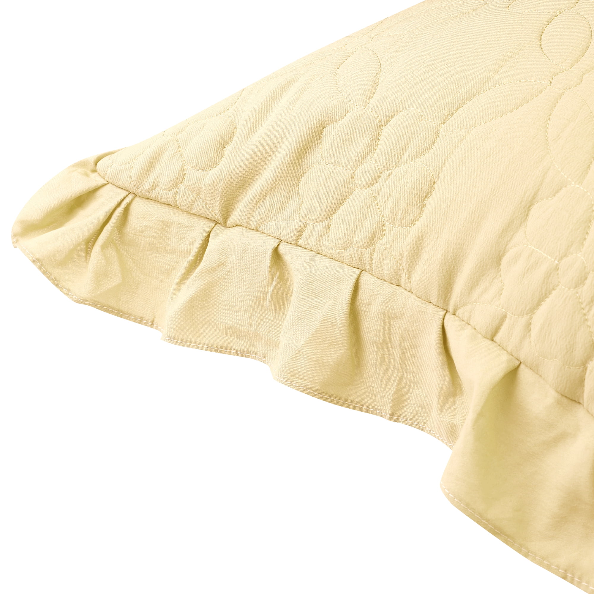 Unique Bargains 2Pcs Single Layer Wide Ruffles Envelope Closure Pillow Shams Yellow Queen