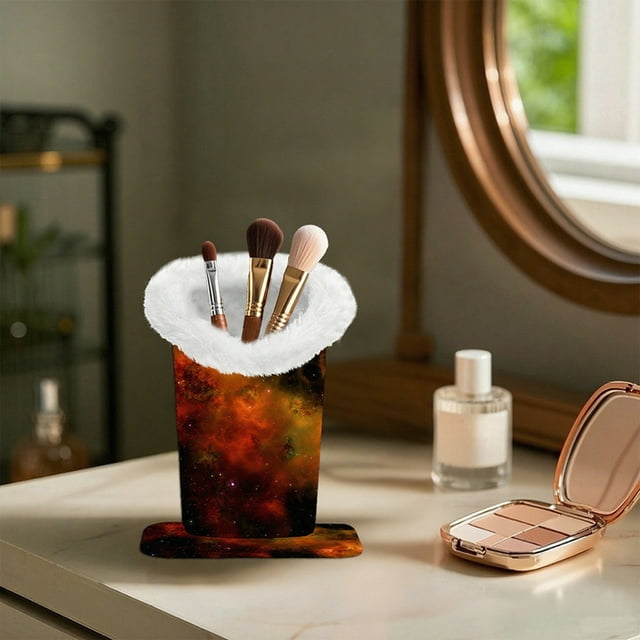 Birdeem Makeup Brush Organizer, Makeup Storage Organizer, Plushs Glasses Case Makeup Brush Storage Bucket High-End Dressing Table Desktop Cosmetics Storage Box, Makeup Case Organizer