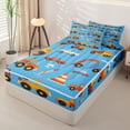 thumbnail image 2 of Castle Fairy Cartoon Construction Truck Zipper Twin Comforter Sets with Fitted Sheet and 2 Pillowcases,Cute Excavator Vehicle Zipper Bedding Set for Bedroom,Bright Blue,4-Piece,Reversible, 2 of 6