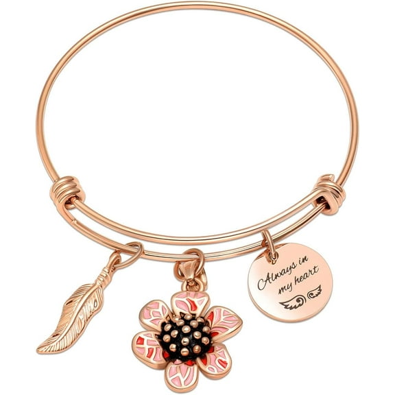 Cremation Jewelry Flower Urn Bracelet for Ashes for Women Sister Memorial Expandable Ashes Keepsake Bangle Bracelet