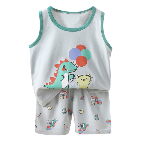 Yammkia Baby Boy Short Toddler Baby Boy Summer Outfit Sleeveless Tank Tops + Casual Shorts Set 2 Piece Infant Beach Clothes(Gray,4-5 Years)