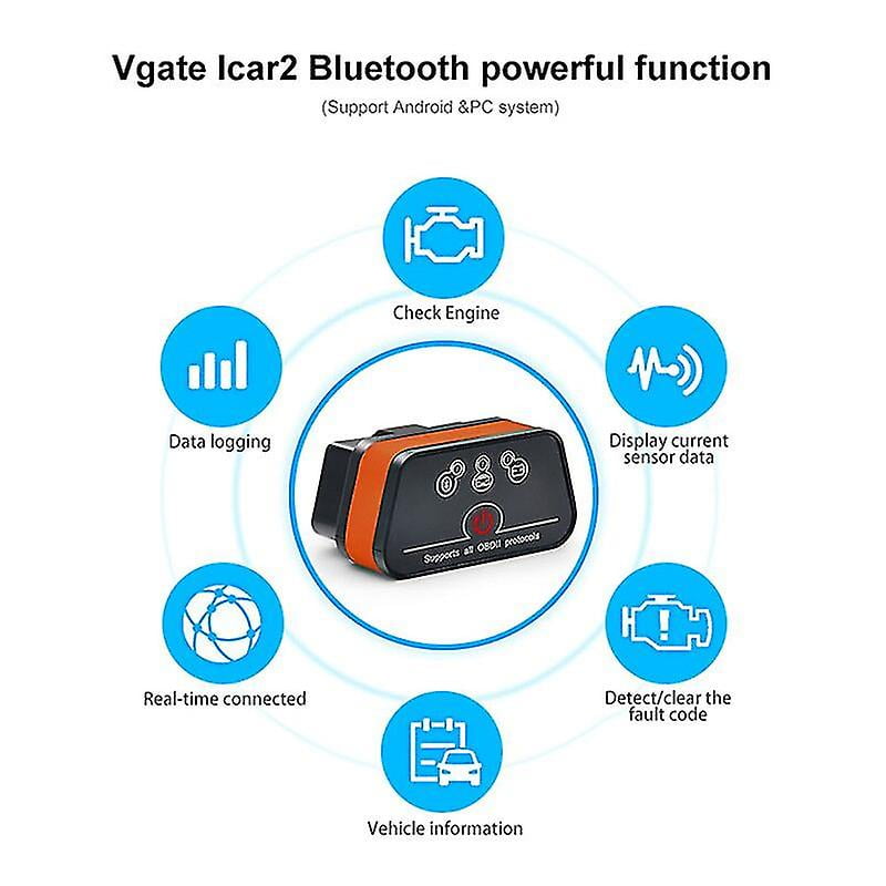Vgate iCar 2 Mini OBD2 II Bluetooth Car Diagnostic Scanner Torque Android Black+Orange 