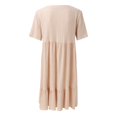 thumbnail image 6 of Women Casual Fashion Solid Color V Neck Short Sleeve Shirt Dress Swing Dress with Buttons T Shirts for Dress Women Dresses Casual Midi Shirt Dress Mature Womens Dresses Summer Mini Dress T Shirt, 6 of 6