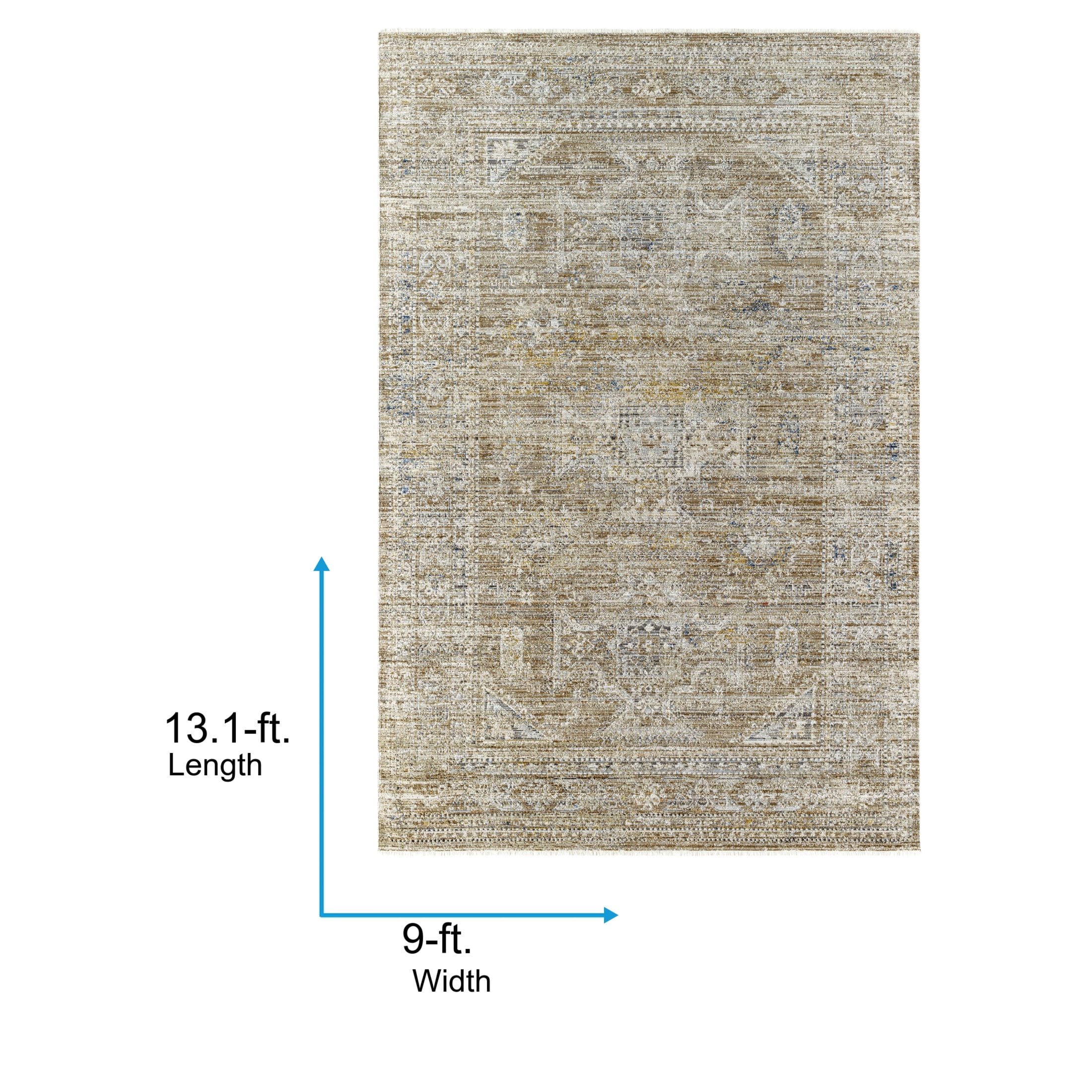 Livabliss x Becki Owens Margaret Medallion Washable Area Rug,9' x 13'1",Slate/Brown