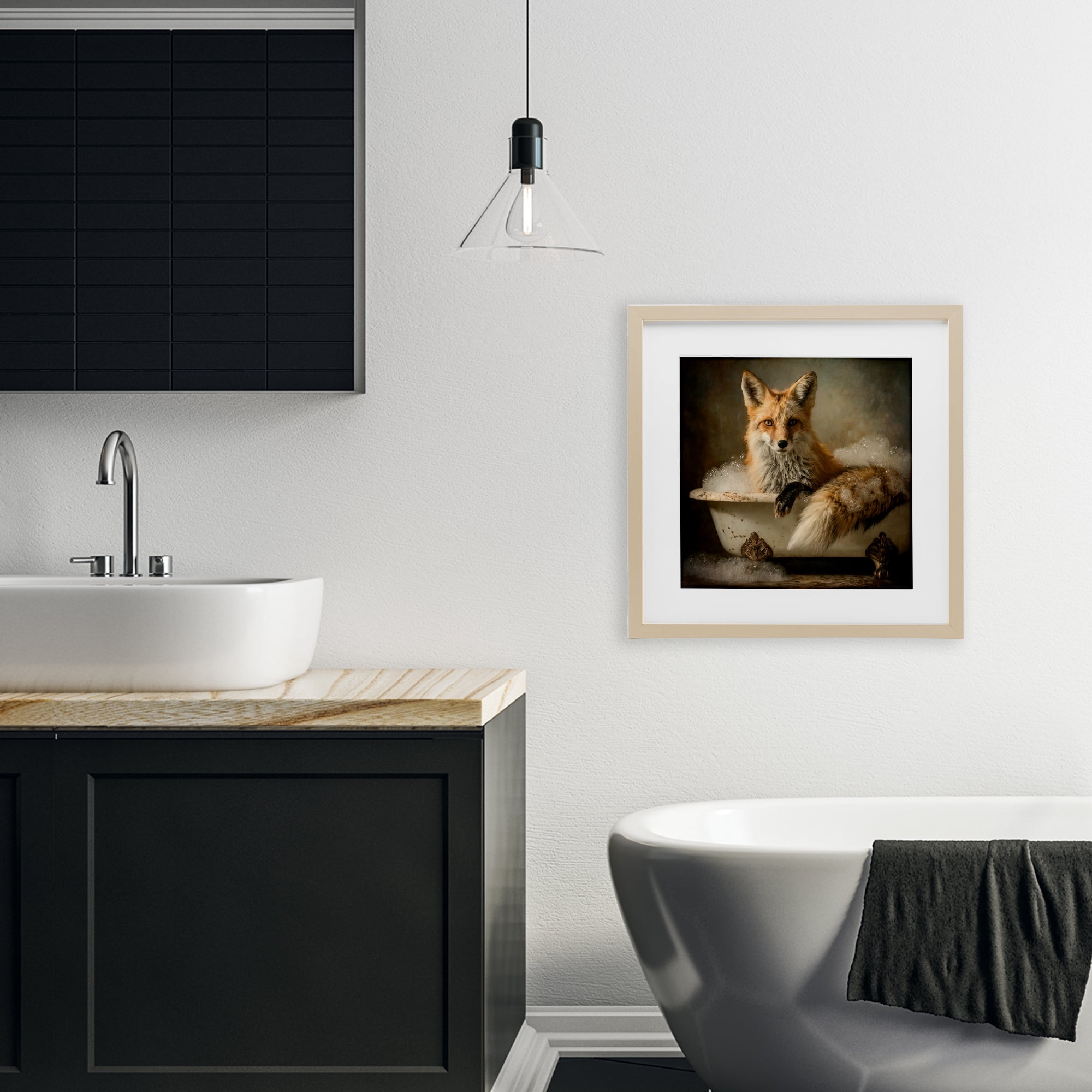 Stupell Industries Red Fox Bubble Bath Birch Framed Print Under Glass, design by Tina LeCour