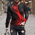 thumbnail image 1 of Blusas y camisas de manga larga con cuello redondo para hombre, blusa informal de manga larga con cuello redondo y estampado., 1 of 5