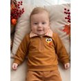 thumbnail image 6 of RUINIXCW Toddler Boy Thanksgiving Pullover Sweatshirt Quarter Zipper Lapel Neck Long Sleeve Croissant/Turkey Embroidery Tops, 6 of 9