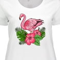thumbnail image 4 of Inktastic Flamingo with Tropical Flowers Women's Plus Size T-Shirt, 4 of 5