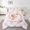 thumbnail image 2 of Erosebridal Pink Bow Knot Comforter Set Twin,Cartoon Lion Bedding Set,Princess Bowknot Down Comforter,Cute Safari Animal Reversible Bed Set with 1 Pillowcase for Bedroom, 2 of 7