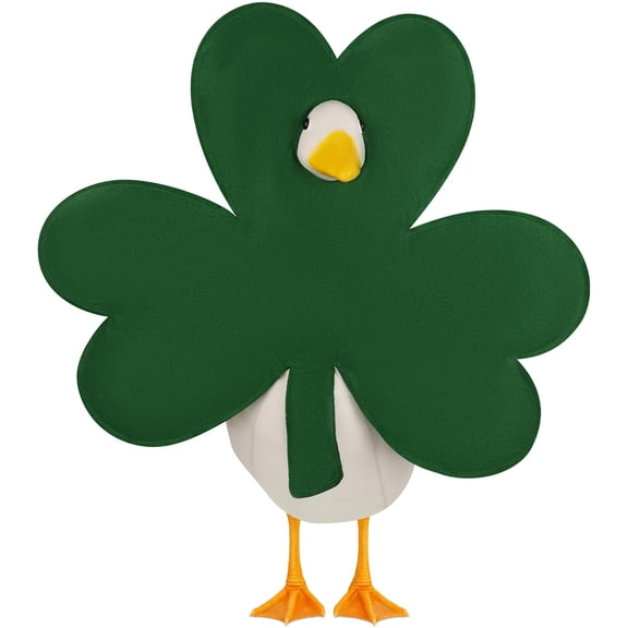 St. Patrick's Day Shamrock Goose Outfit – Irish Clover Costume for 23" Porch Goose, Goose Outfits for St. Patrick's Day Decorations, Lawn Garden Patio Statue, Holiday Décor
