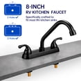thumbnail image 5 of RV Camper Kitchen Sink Faucet, 8 Inch Centerset 2 Handles Design, High Arc 360° Swivel Spout, Compatible with 8in 2/3 Holes Sinks for Motorhomes, Travel Trailers & Mobile Kitchens, Matte Black, 5 of 9