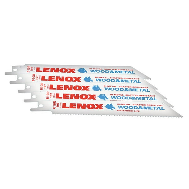 Lenox 6 in. BiMetal Reciprocating Saw Blade 10 TPI 5 pk