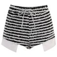 thumbnail image 3 of Aayomet Shorts en Lin pour Femmes Rayés Taille Haute (Noir, L), 3 of 4