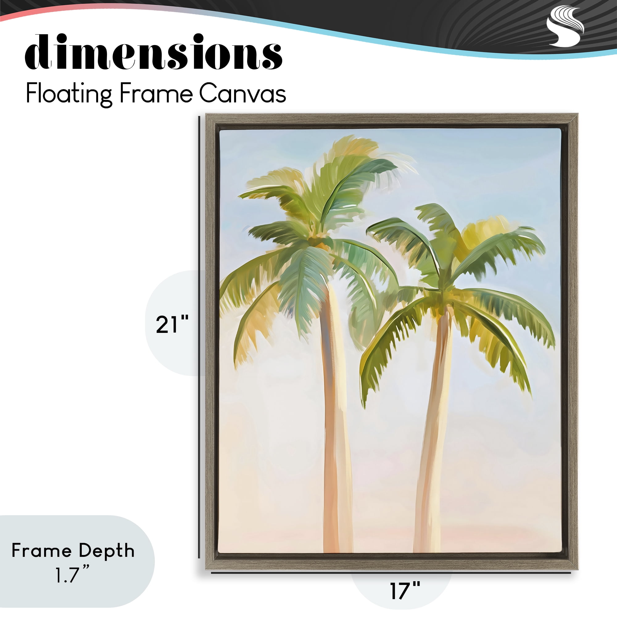 Stupell Industries Tropical Palm Twins at Sunrise Brown Framed Floater Canvas Wall Art, design by The Prints Vibe