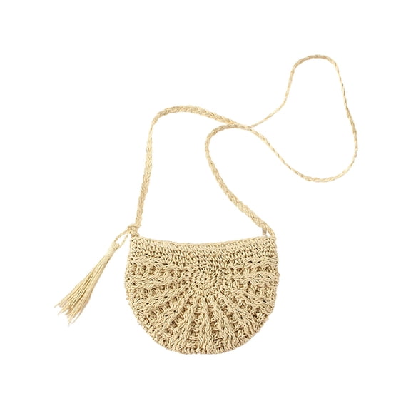 Crossbody Bag, Paper Rope Storage Bag Bohemian Handwoven Crochet Shoulder Purse with Tassel, Ideal for Beach Trips, Festivals, Daily Errands and Bohemian Outfits, for summer and daily use