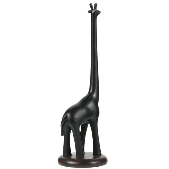 Pretyzoom Handcrafted Black Giraffe Paper Towel Stand Decorative Vertical Roll Rack