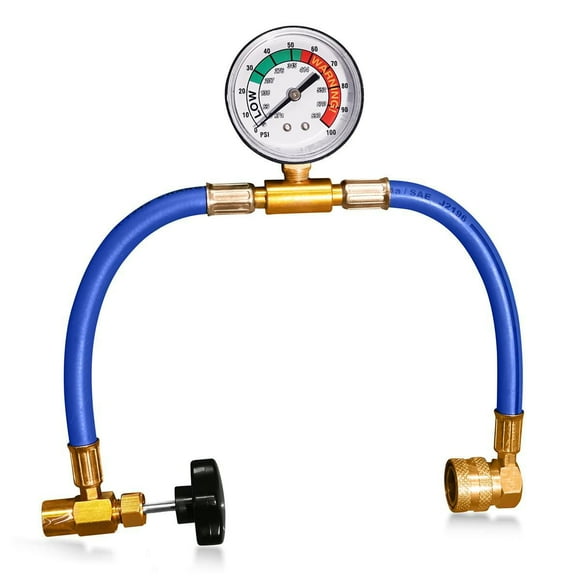 Duracool® R-1234yf Charging Hose with Can Tapper, Pressure Gauge & Quick Connect.