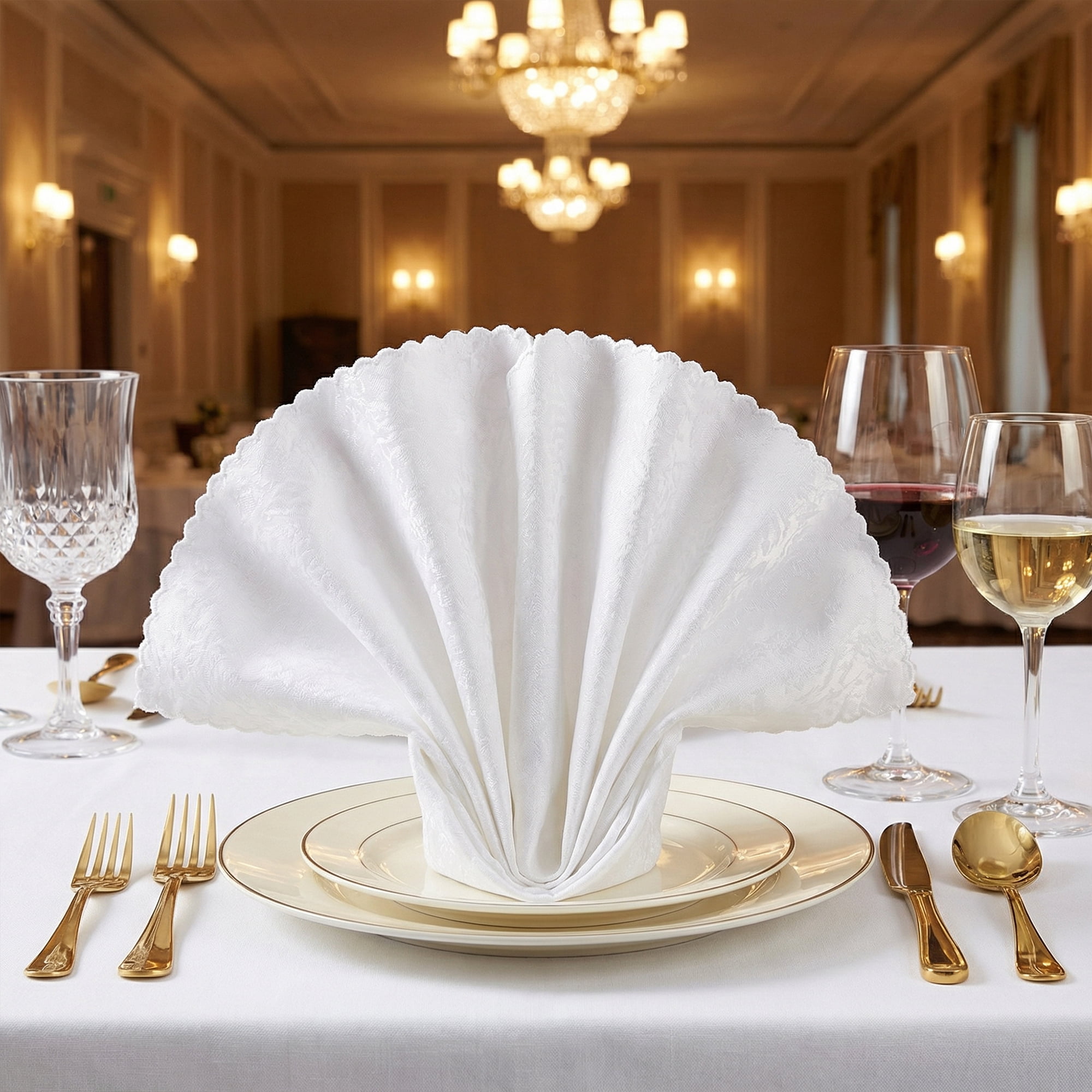 Unique Bargains 12Pcs Reusable Party Cloth Napkins White 19x19inch