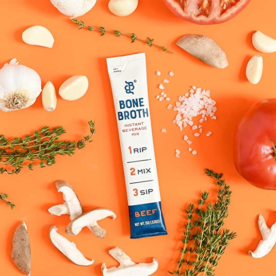 Bare Bones Bone Broth Instant Powdered Beverage Mix, Beef, Pack of 16