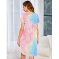 thumbnail image 4 of Oudiya Womens Nightgown Soft Pleated Sleepshirt Short Sleeve House Mumu Dress, S-3XL, 4 of 6