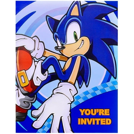 Sonic the Hedgehog birthday party supplies 16 pack invitations