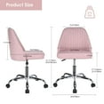 thumbnail image 4 of Modern Mid Back Linen Fabric Desk Chair, Height Adjustable Swivel Computer Task Chair Cute Upholstered Armless Home Office Chair, Pink, 4 of 9