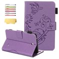 thumbnail image 2 of UUCovers Funda para Samsung Galaxy Tab 4 7.0 (SM-T230/ T231/T235) y Tab 4 7.0" Nook 2014 Cover SM-T230NU con Portalápiz Bolsillos Flor Relieve PU Cuero Folio Stand Cover, Morado Hojas Mariposa, 2 of 2