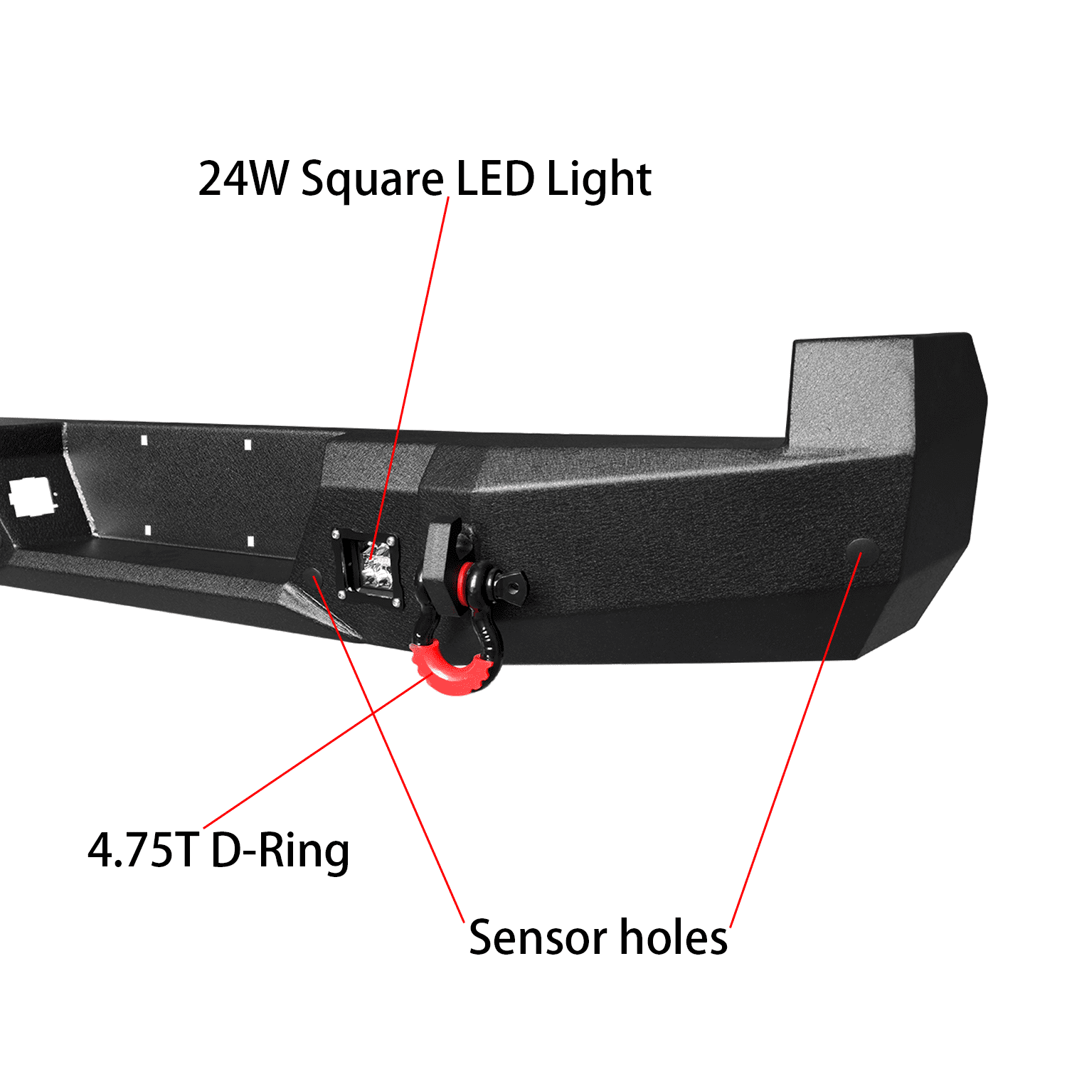 TIOYAR For 2005-2015 Toyota Tacoma Steel New Front and Rear Bumper With Winch Plate&Lights (Black Texture)