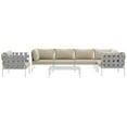thumbnail image 3 of Ergode Harmony 7 Piece Outdoor Patio Aluminum Sectional Sofa Set - White Beige, 3 of 5