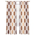 thumbnail image 2 of Mid Century Brown Geometric Sheer Curtains 84 Inches Long 2 Panels Light Filtering Semi Sheer Window Curtains Drapes for Bedroom Living Room 52"x84"&nbsp;2&nbsp;&nbsp;Panels, 2 of 7
