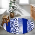 thumbnail image 4 of Blue Western Washable Round Area Rug 4 ft, Tiger and Leopard Print Vertical Stripes, Soft Non Slip Rugs Stain Repellent Indoor Felt Carpet for Living Dining Room Bedroom Home Office, 4 of 9