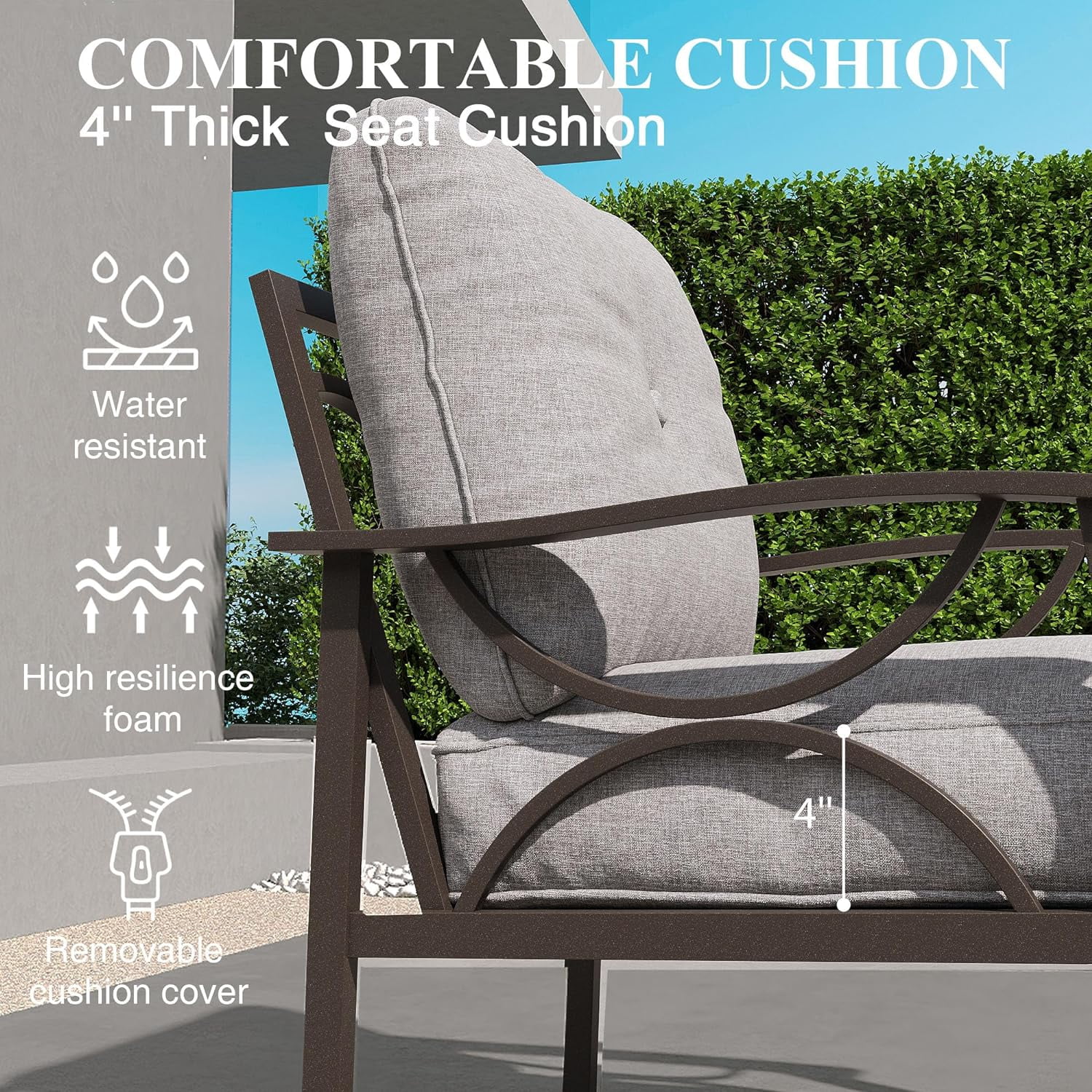 SUNVIVI Outdoor Patio Furniture Set, Patio Conversation Set with Coffee Table Side Table and Ottomans, Metal Furniture Set for Porch Backyard Garden