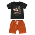 thumbnail image 2 of Infant Baby Boy Summer Clothes Western Cow Print Short Sleeve T Shirt Tops Solid Shorts Set Toddler Boy Outfit for Newborn 0-3T, 2 of 8