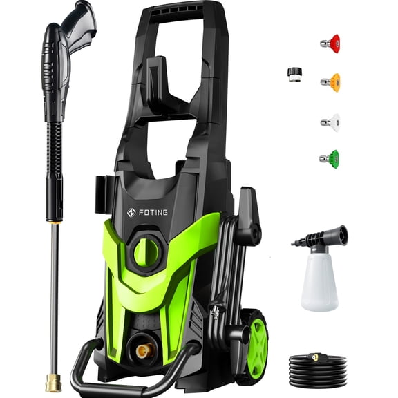 Foting Electric Pressure Washer 4200 PSI at 2.8 GPM, Features 23ft Hose and 35ft Cord