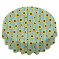 thumbnail image 2 of Sunflower and Plank Blue Pattern Round Tablecloth 70"x70", Wrinkle Resistant Wipeable Table Cover for Kitchen Dining Room Picnic Patio and Party, 2 of 5
