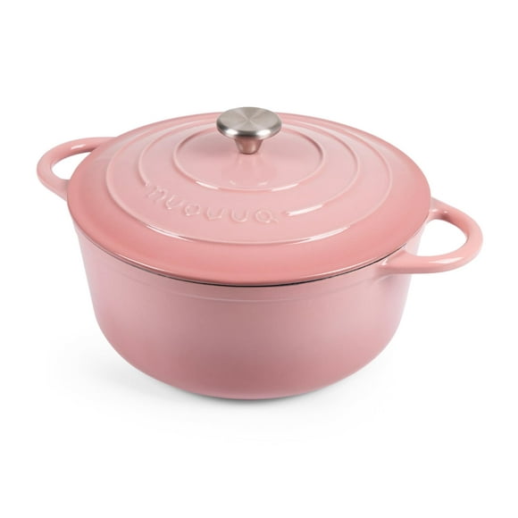 Olla holandesa de hierro fundido esmaltado Nuovva con tapa, antiadherente, de 6.4 cuartos de galón, resistente y apta para horno hasta 260 °C (500 °F), para hornear pan, estofar, guisar y asar, color