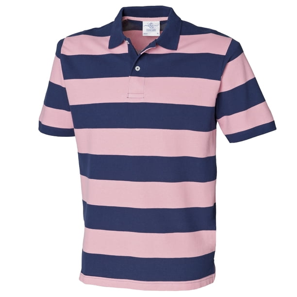 Front Row - Polo de manga corta a rayas Modelo Striped para hombre/caballero (Marino / Rosa)