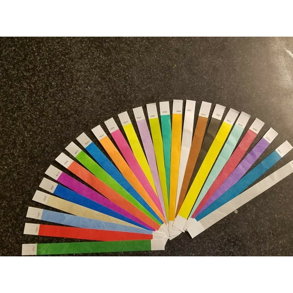 750 3/4" (30 each of 25 colors) WRISTBANDS, PAPER WRISTBANDS, EVENT BANDS