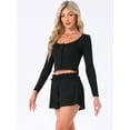thumbnail image 3 of DARING DIVA Lounge Set Long Sleeve Pajamas Button 2 Pieces Shirts XS Black, 3 of 6
