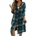 thumbnail image 4 of cocolona Womens Plaid Trench Coat Long Sleeve Casual Oversized Hooded Shacket Winter Button Front Cardigan Coats with Pockets, 4 of 7