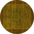 thumbnail image 1 of Ahgly Company Machine Washable Indoor Round Abstract Yellow Modern Area Rugs, 3' Round, 1 of 4