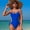 Blue, variant on New New Sexy High Waist Drawstring One-piece Bikini Women's Swimsuit Solid Gathered Bikini Summer Backless Swimwear Beach Wear