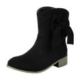 thumbnail image 2 of Viluyesy Womens Mid Calf Boots, Pull-On Chunky Heels Suede Leather Fall Winter Dress Boots Black, 2 of 9