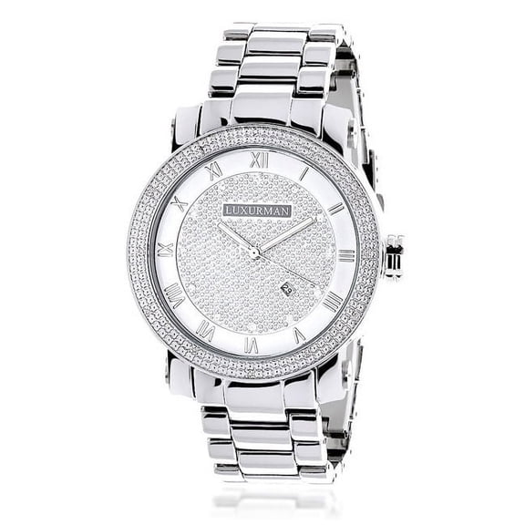 Men's 0.12ct Diamond Watch with Metal Band and Extra Leather Straps