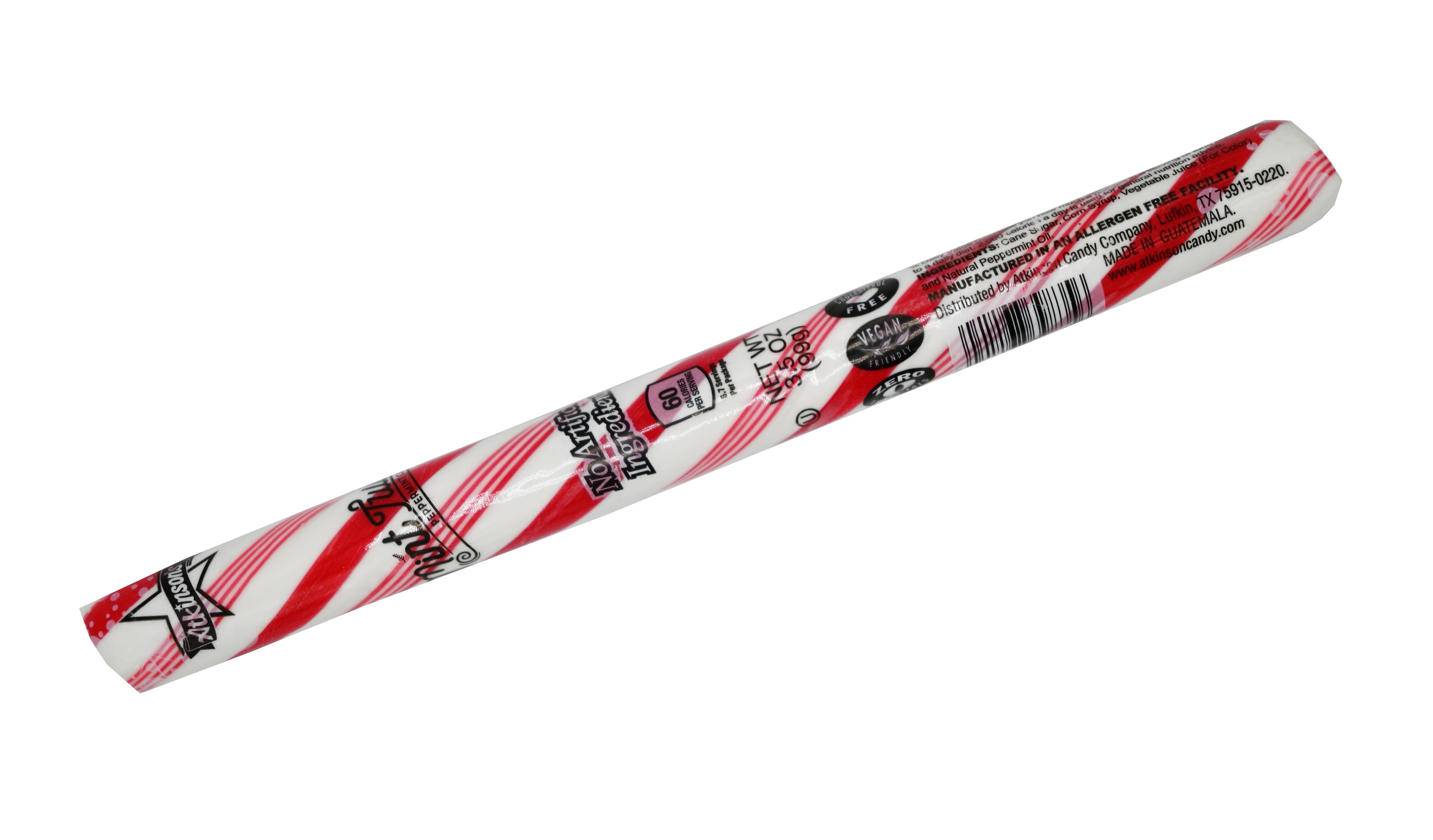 (3 pack) Atkinson Candy, Gluten Free, Dye Free, Red and White Holiday Peppermint Stick, 1 Count